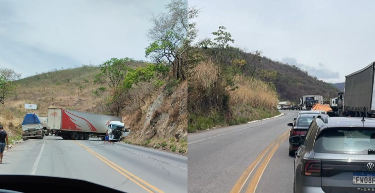 Trânsito na BR-381 é liberado após acidente com carreta em Caeté, na Grande BH