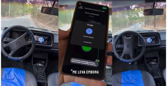 Imagens tiradas de vídeo mostram o carro mexendo o volante sem auxílio de motorista
