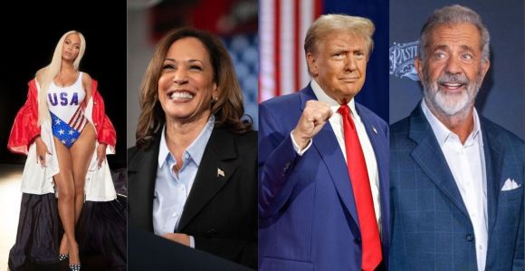 Beyoncé, Kamala Harris, Donald Trump e Mel Gibson