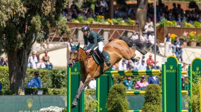 Cavaleiro Yuri Mansur e égua Miss Blue no Grand Prix CSIO 5* de Roma