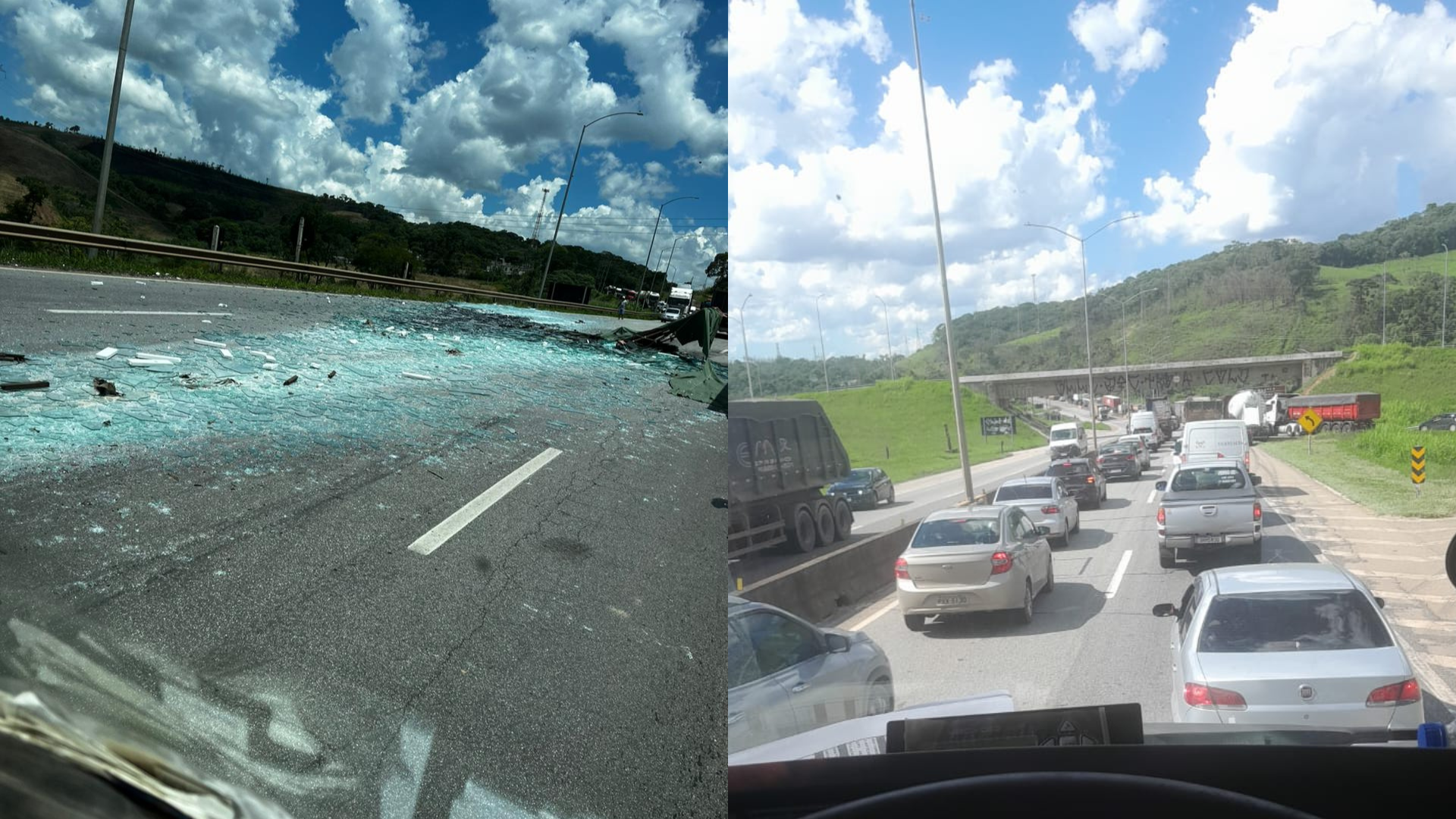 Interdição na BR-O40 causa congestionamento na altura de Barbacena