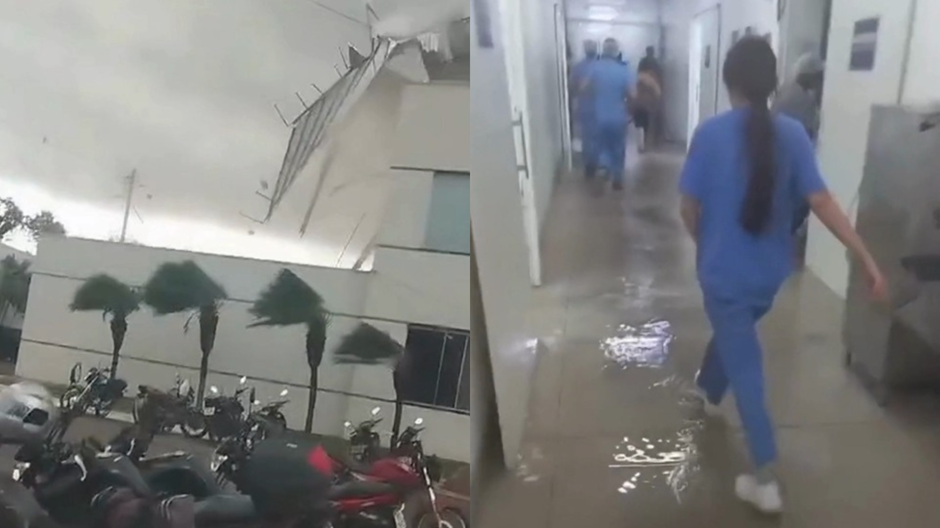 Vídeo: tempestade e ventos fortes arrancam teto de hospital Santa Casa de Misericórdia em Patos de Minas