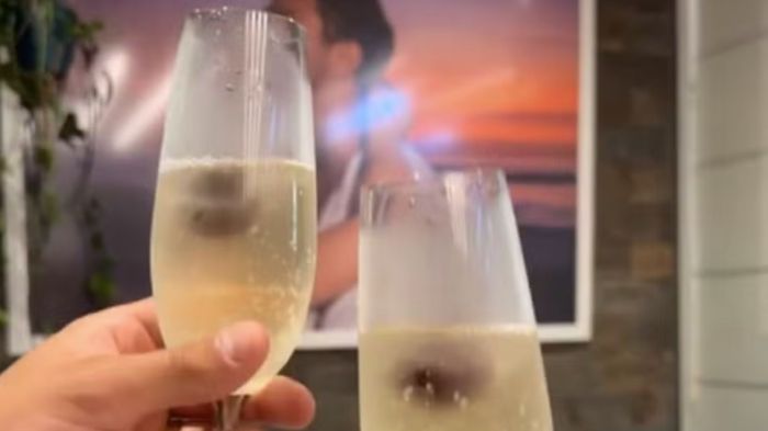 Atriz compartilhou brinde com marido Atriz compartilhou brinde com marido
