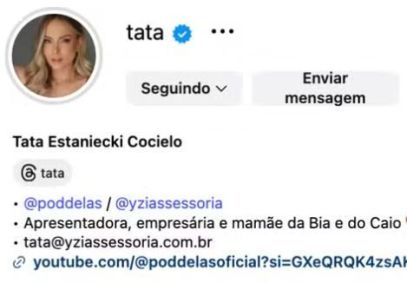 Tata e Cocielo removem sobrenome de perfis no Instagram