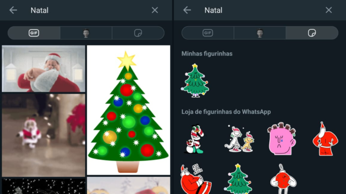 Figurinhas e gifs de Natal no WhatsApp