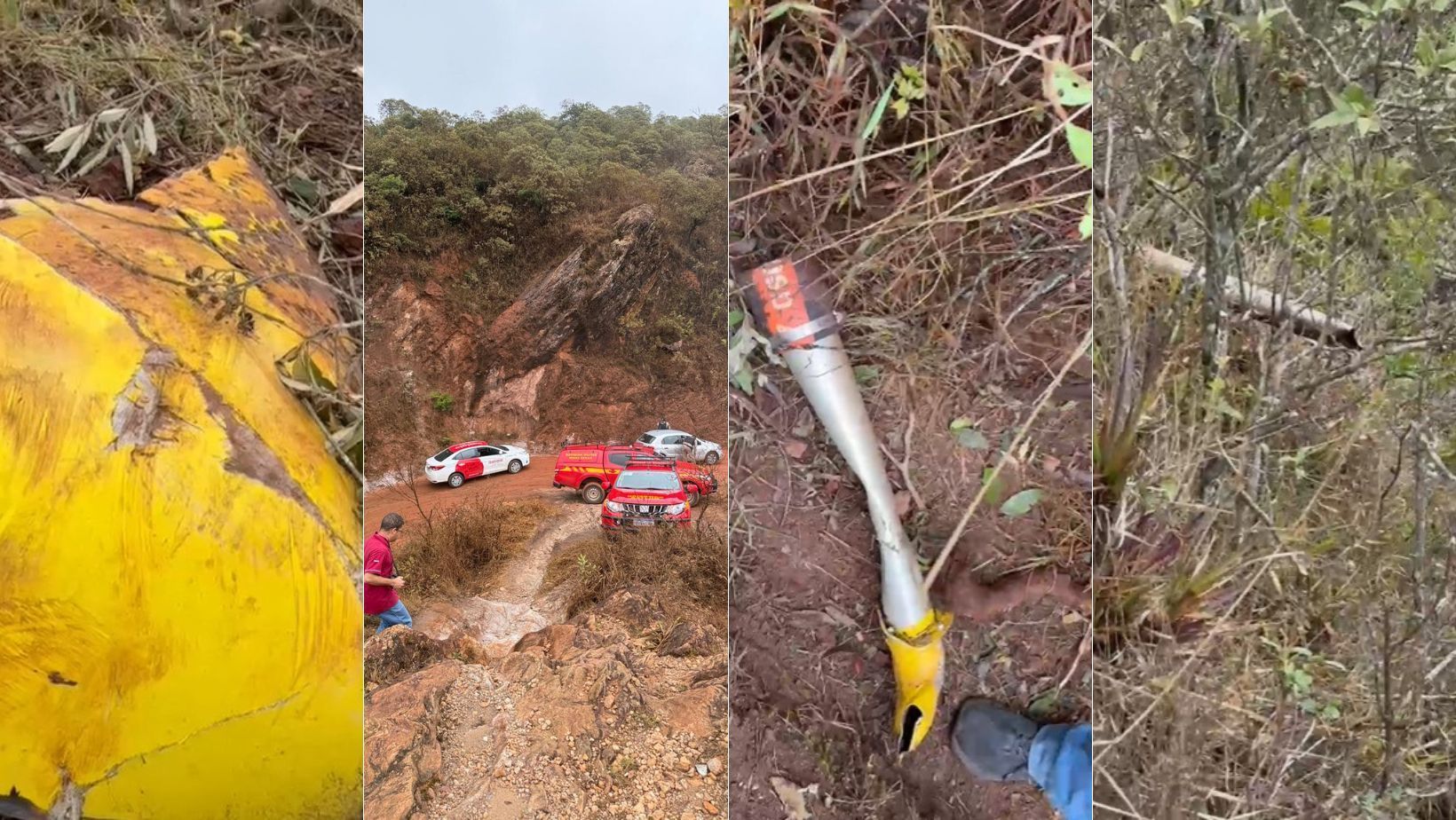 Veja fotos dos destroços do helicóptero que caiu e matou seis tripulantes em Outro Preto