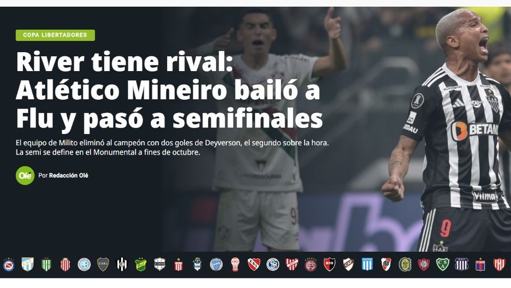 River de olho: imprensa argentina destaca 'baile' do Atlético sobre o Flu na Libertadores