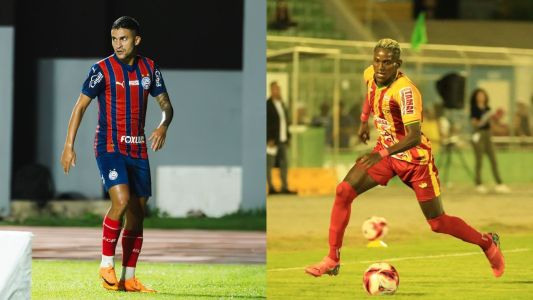 Rodrigo Nestor, do Bahia, e Anderson Pato, da Juazeirense, durante jogo das equipes