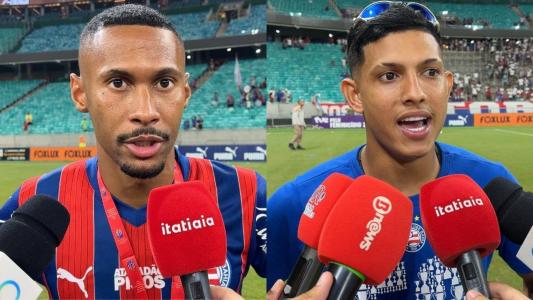 Ademir e Erick Pulga durante entrevista após o título do Campeonato Baiano