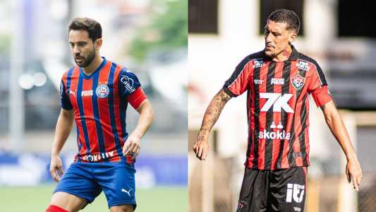 Everton Ribeiro, capitão do Bahia, e Gabriel Baralhas, capitão do Vitória