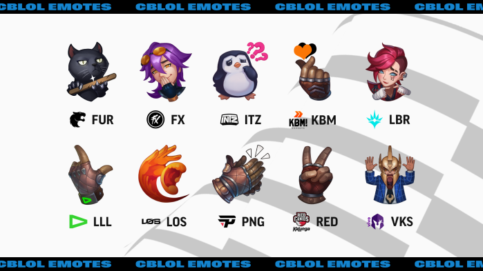 Emotes especiais das equipes do CBLOL 2024