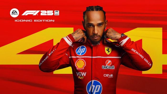 Capa da 'Iconic Edition' do EA Spors F1 25, que traz Lewis Hamilton em destaque