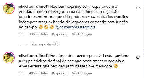 Ídolo do Cruzeiro, Elivélton detonou elenco celeste após derrota para o Palmeiras