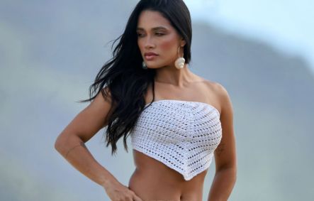 Eva faz ensaio em praia do Rio de Janeiro