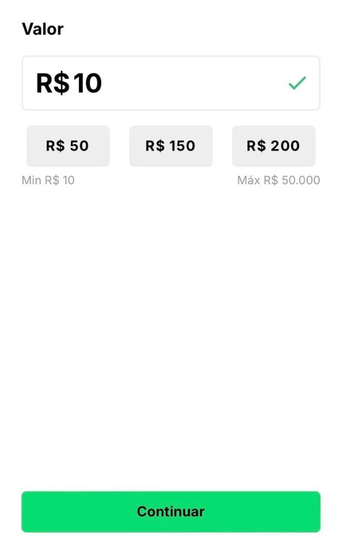 Escolha o valor de 10 reais na KTO
