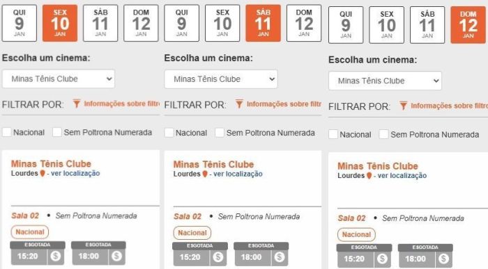 Sessões esgotadas no fim de semana no Minas Tênis Clube, em BH 
