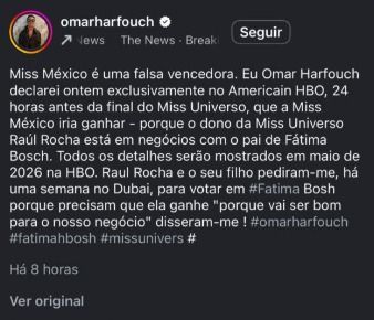Omar Harfouch renunciou ao júri do Miss Universo Omar Harfouch renunciou ao júri do Miss Universo