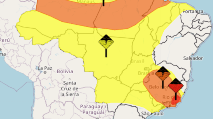 Alerta do Inmet de grande perigo abrange 3 estados da região sudeste