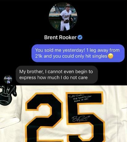 Troca de mensagens entre Brent Rooker e um apostador