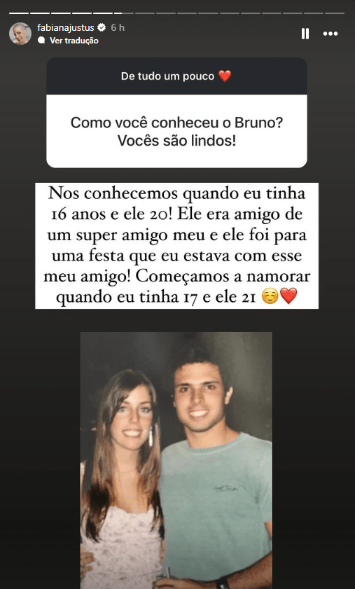 Fabiana Justus e Bruno D'Ancona em foto antiga