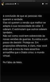 Fábio de Melo desabafou pelas redes sociais
