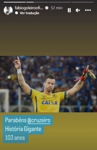 Fábio parabeniza o Cruzeiro pelo aniversário de 103 anos