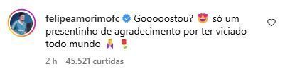 Felipe Amorim confessou que enviou o presente a Virginia 