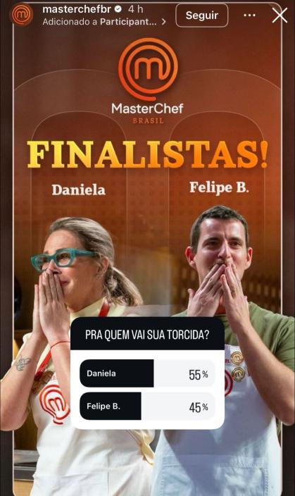 Enquete foi aberta no perfil oficial do MasterChef Brasil