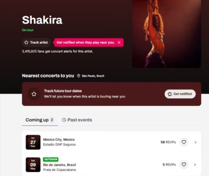 Show de Shakira no Rio é anunciado em site