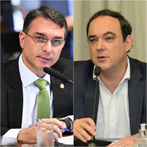 O senador Flávio Bolsonaro (esq.) e o presidente da Fiemg, Flávio Roscoe