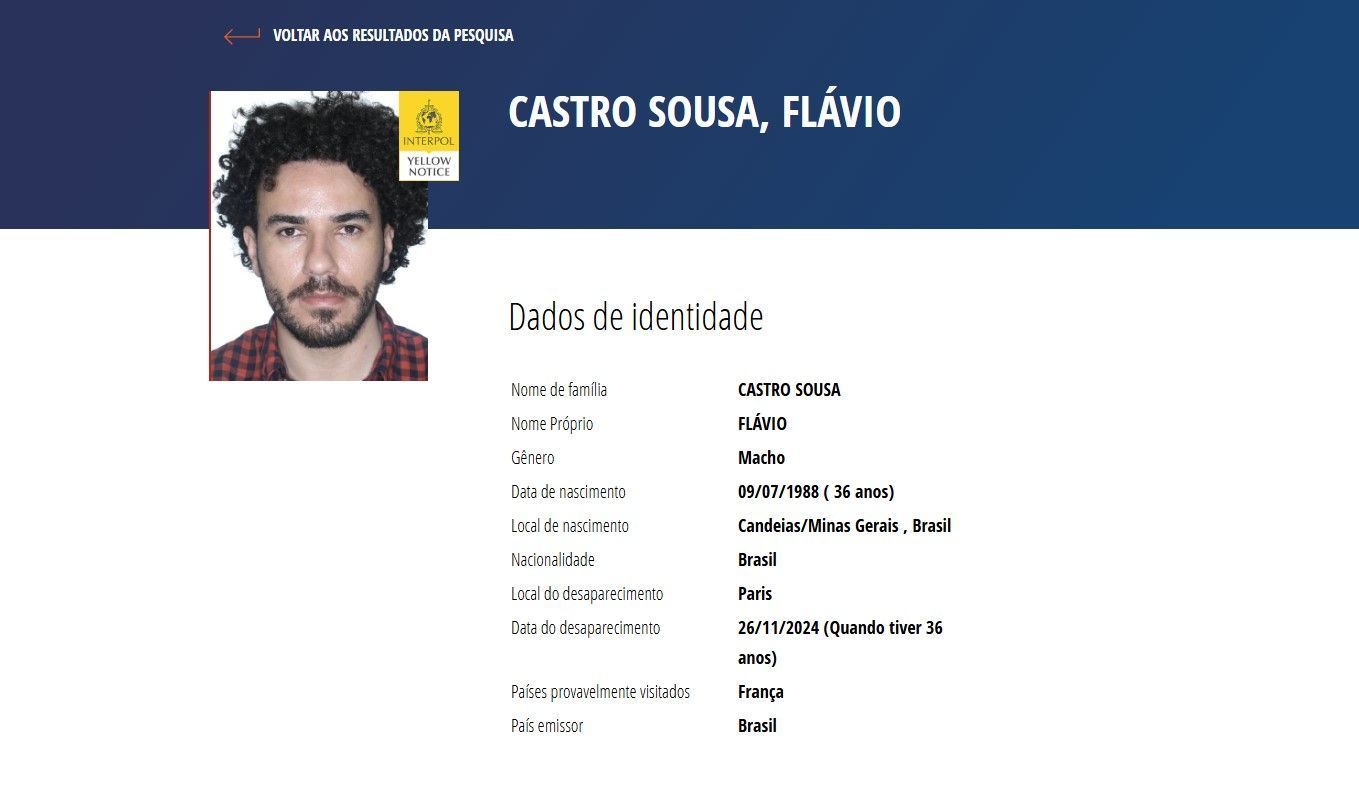 Mineiro desaparecido em Paris é incluído na Difusão Amarela da Interpol