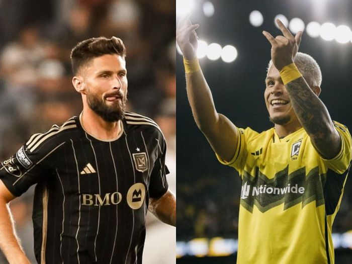 Olivier Giroud (à esq.) e Cucho Hernández (à dir.) são os destaques dos finalistas