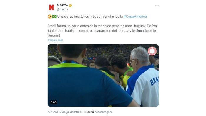Publicação do jornal Marca no X (antigo Twitter)