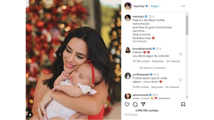 Neymar faz homenagem para Bruna Biancardi no Instagram Neymar faz homenagem para Bruna Biancardi no Instagram