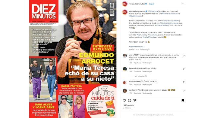 Daniel Alves aparece ao lado da esposa no canto inferior esquerdo da capa da revista <i>Diez Minutos</i> Daniel Alves aparece ao lado da esposa no canto inferior esquerdo da capa da revista <i>Diez Minutos</i>