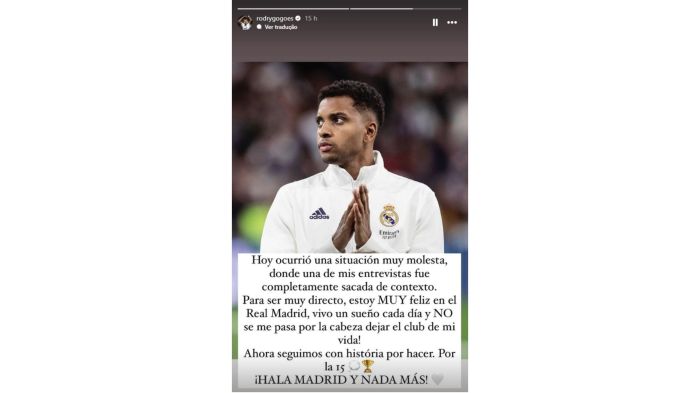 Rodrygo se pronunciou nas redes sociais
