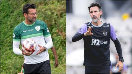 Alberto Valentim, técnico do América, Eduardo Domínguez, técnico do Atlético