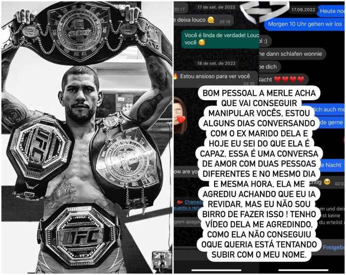 Alex Poatan divulga conversas com ex-namorada