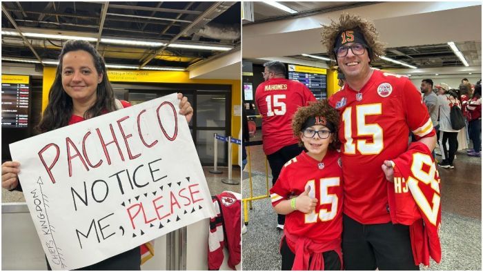 Fãs do Kansas City Chiefs receberam os jogadores no Aeroporto Internacional de São Paulo-Guarulhos