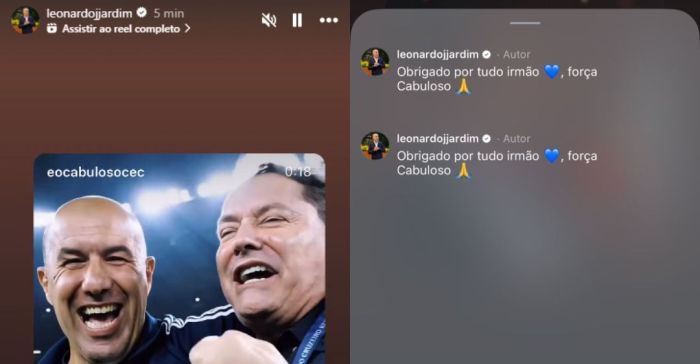 Leonardo Jardim, por meio dos stories do Instagram