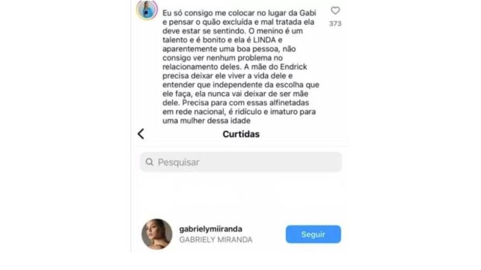 Namorada de Endrick curte comentário crítico à mãe do jogador