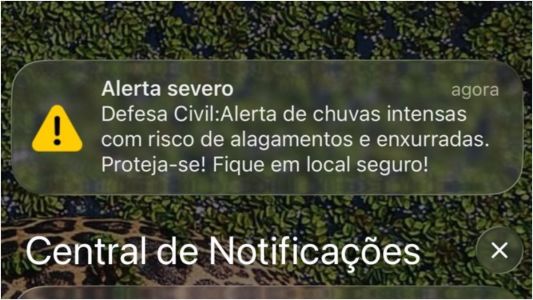 Alerta foi emitido às 13:45 desta sexta-feira (13)