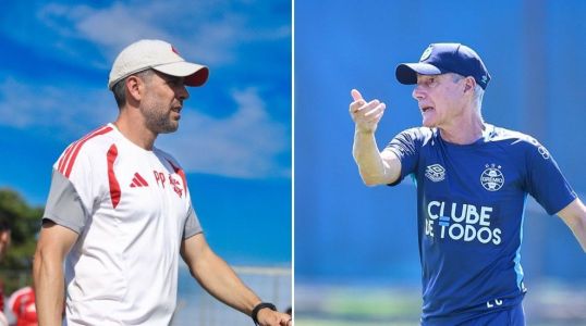 Técnicos Paulo Pezzolano, do Inter, e Luís Castro, do Grêmio