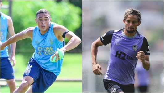 Carlos Vinícius, do Grêmio, e Gustavo Scarpa, do Atlético