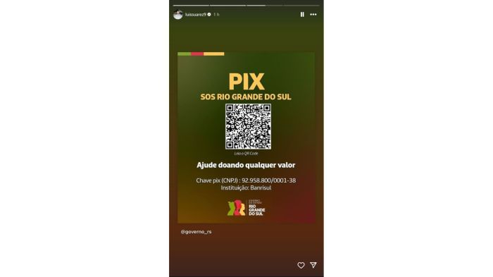 Luis Suárez compartilha campanha do governo do RS