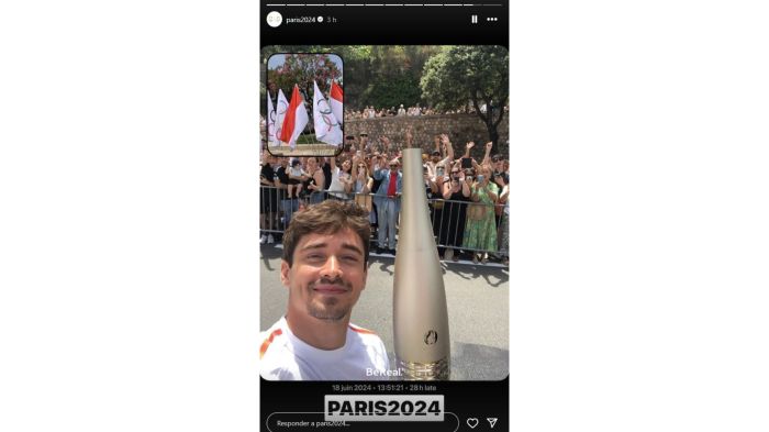 Leclerc participa de revezamento da tocha olímpica pelas ruas de Mônaco