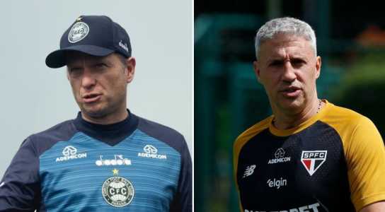 Técnicos Fernando Seabra, do Coritiba, e Hernán Crespo, do São Paulo