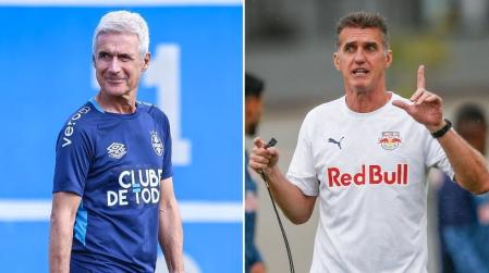 Técnicos Luís Castro, do Grêmio, e Vágner Mancini, do RB Bragantino