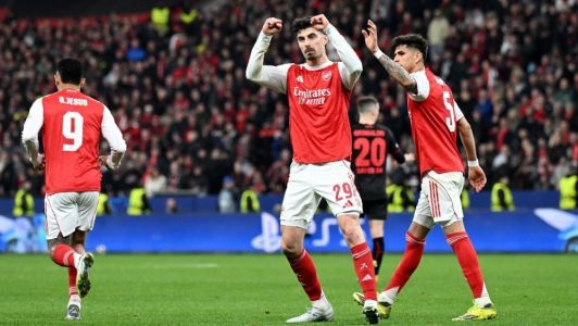Havertz celebra gol do Arsenal sobre o Leverkusen pela Champions League