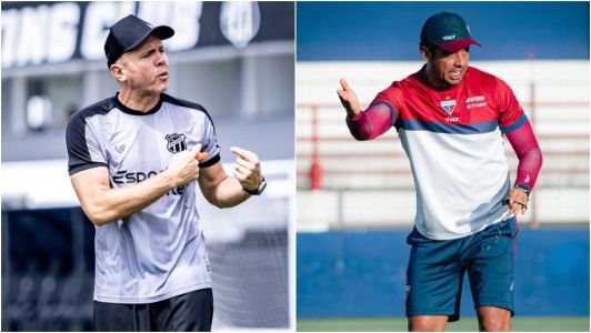 Mozart, técnico do Ceará, e Carpini, técnico do Fortaleza